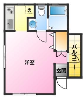 コーポK(ワンルーム/2階)の間取り写真