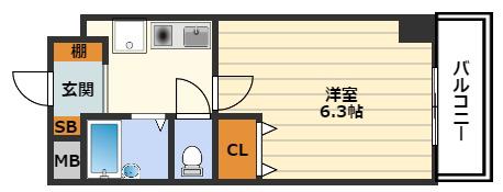 北梅田サニーアパートメント(1K/4階)の間取り写真