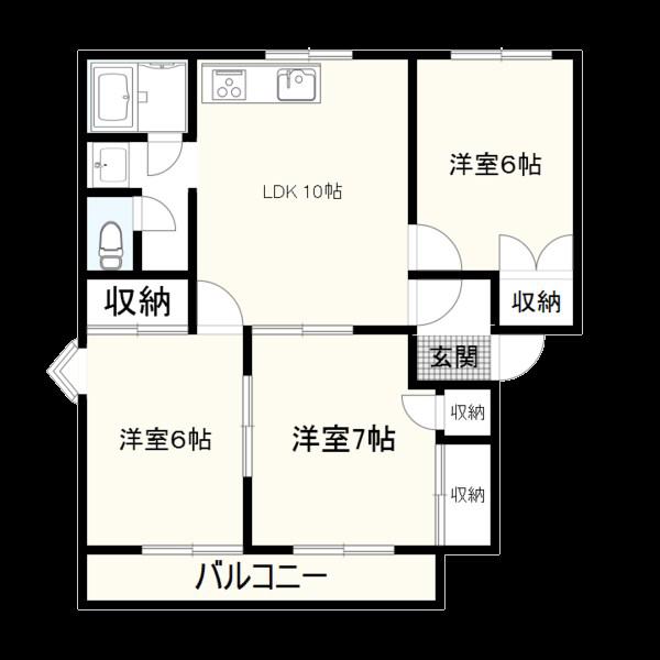 サニーヒルズ鳴丘(3LDK/2階)の間取り写真