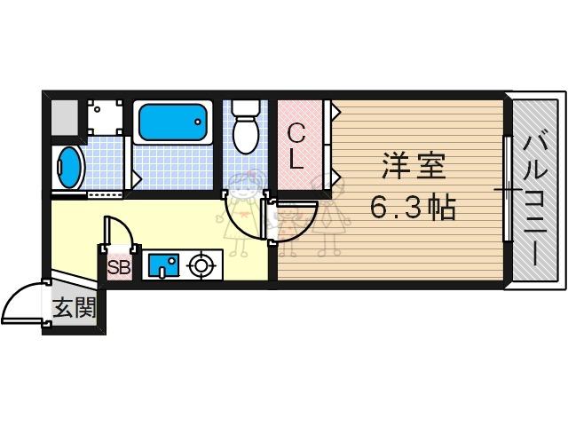 ルポゼ我孫子(1K/1階)の間取り写真