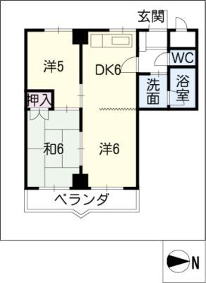 セルシオン種瀬(3DK/5階)の間取り写真