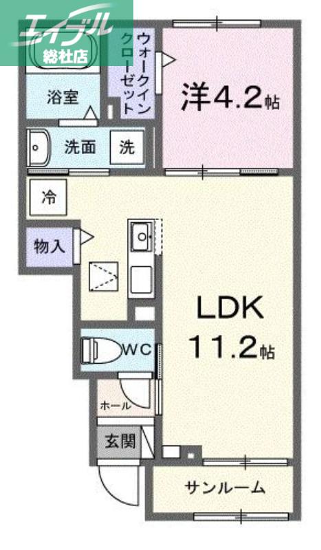 オリヴィエ(1LDK/1階)の間取り写真