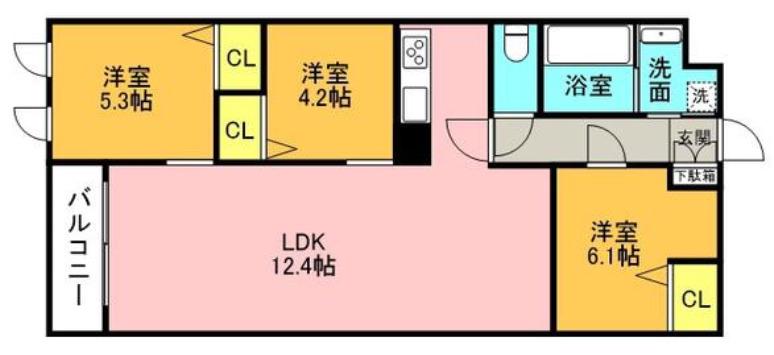 THE BELUGA 世田谷 RESIDENCE(2SLDK/2階)の間取り写真