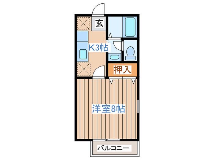 フォレストヴィラS(1K/1階)の間取り写真