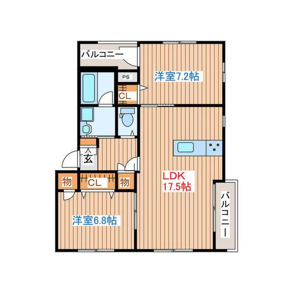 THE ROOM(2LDK/1階)の間取り写真