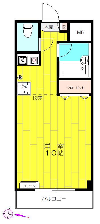 ルミエール北里(ワンルーム/7階)の間取り写真
