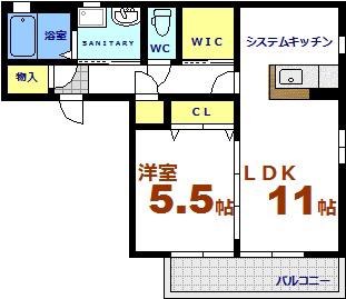シャルム千田(1LDK/2階)の間取り写真