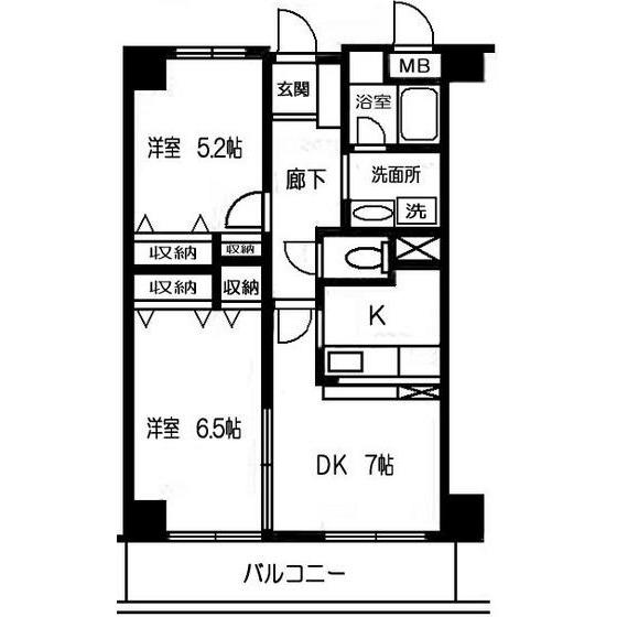 リバーケープ(2DK/5階)の間取り写真