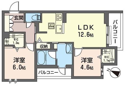 プレシアール SHAMAISON(2LDK/1階)の間取り写真