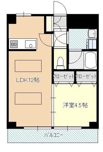 ルネス東海岸(1LDK/1階)の間取り写真