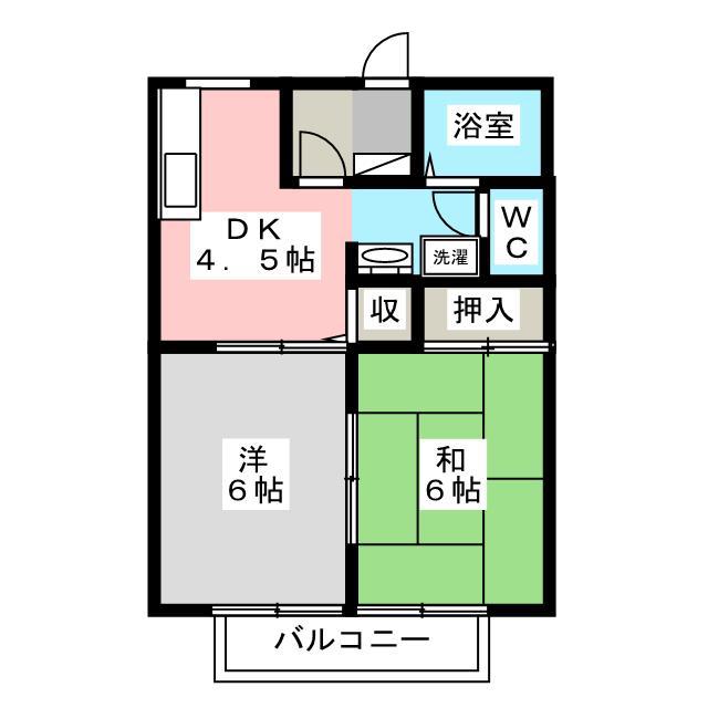 サンガーデン平林B(2DK/2階)の間取り写真