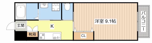 LARGE MOAT(1K/2階)の間取り写真