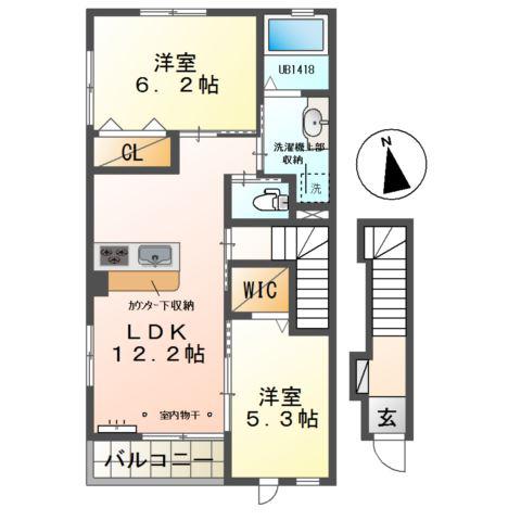 サン・ストーンI(2LDK/2階)の間取り写真
