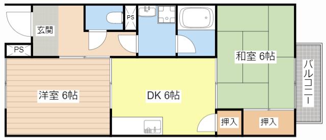 ビザビII(2DK/1階)の間取り写真