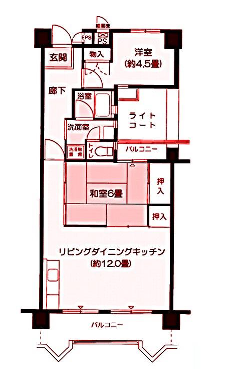 フロール新杉田(2LDK/7階)の間取り写真
