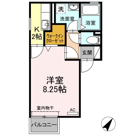 エクセル神領(1K/2階)の間取り写真