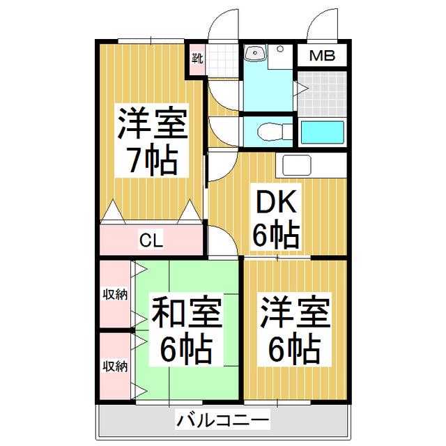 マンション皐月(3DK/3階)の間取り写真