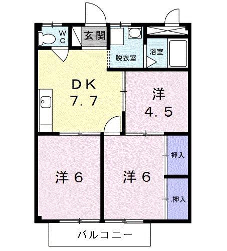 トラスト21(3DK/2階)の間取り写真