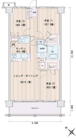 エスティメゾン豊洲レジデンスD棟(3LDK/4階)の間取り写真