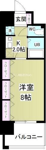 GRASS SQUARE 六番館(1K/2階)の間取り写真