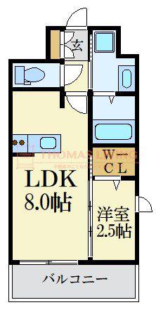エンクレスト大手門GLOW(1LDK/11階)の間取り写真