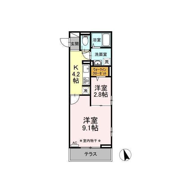D-ROOM ルミエール武田(1K/2階)の間取り写真