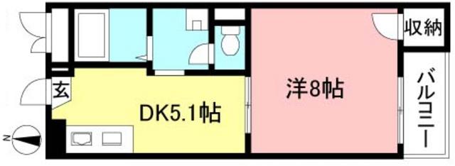 リブレ生田(1DK/2階)の間取り写真