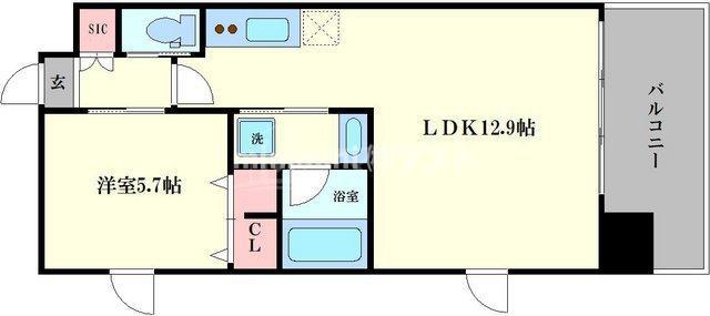 ディームス福島(1LDK/9階)の間取り写真
