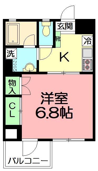 クリビア湘南(1K/3階)の間取り写真