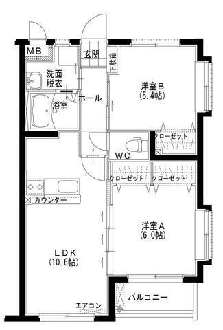 ユーミーひまわり(2LDK/3階)の間取り写真