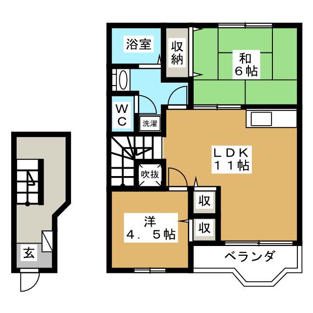 エスポアラージアン D棟(2LDK/2階)の間取り写真