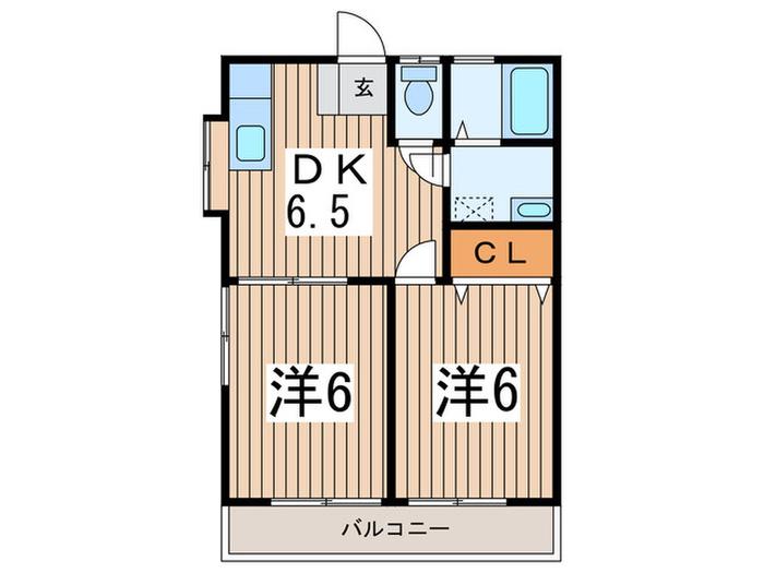 ハイム鈴木I(2DK/1階)の間取り写真