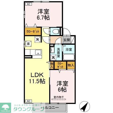 フローラ(2LDK/1階)の間取り写真