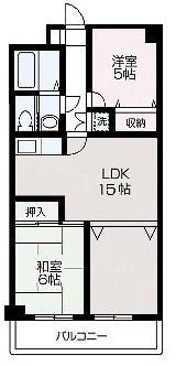 ベルリバー(2LDK/5階)の間取り写真