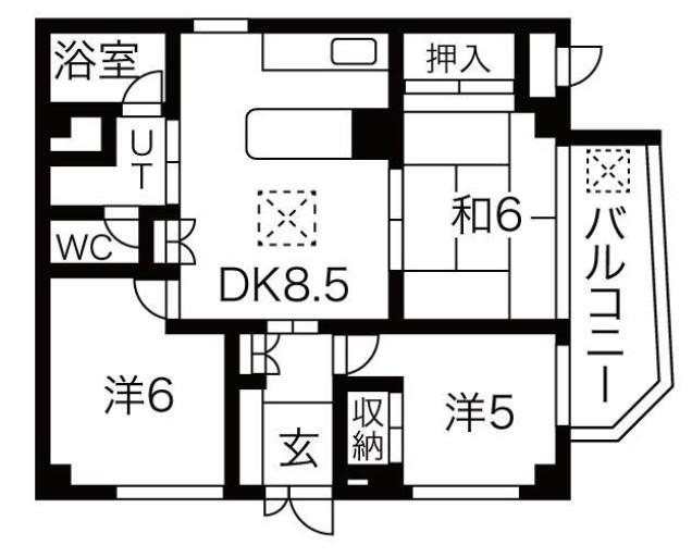 グレースハイツ野江(3LDK/1階)の間取り写真