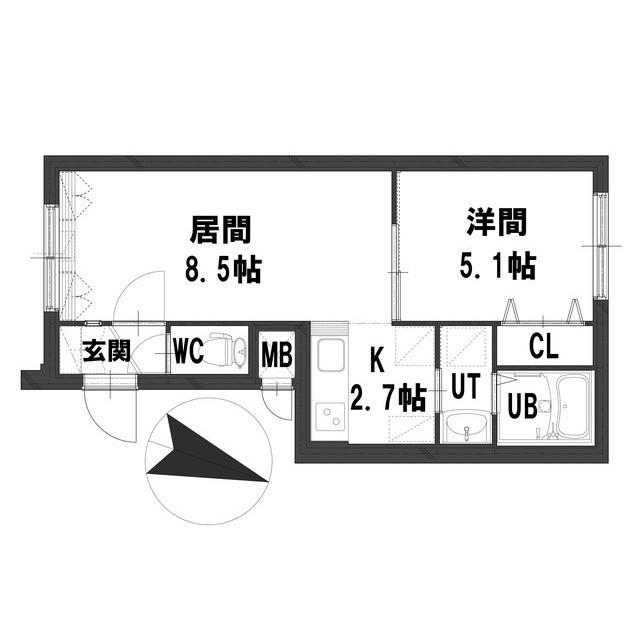 グランメール新道東駅南(1LDK/1階)の間取り写真