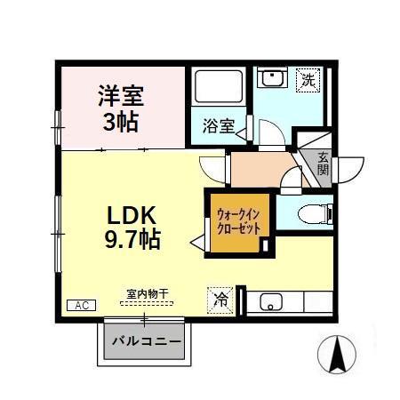 ユニステイ参番館(1LDK/1階)の間取り写真