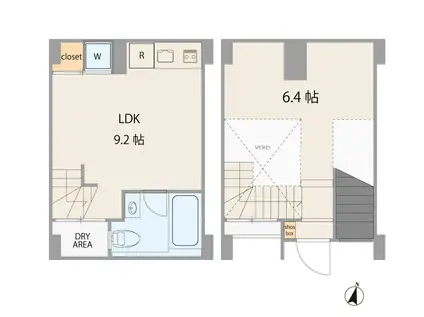 モデリア ブリュット都立大(ワンルーム/1階)の間取り写真