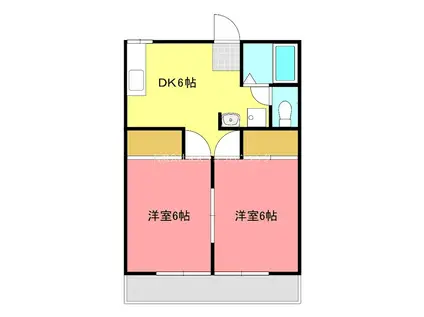京屋誠コーポB(2DK/2階)の間取り写真