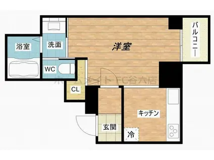 プラチナム松屋町(1K/3階)の間取り写真