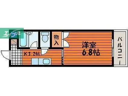 パークアベニュー伊島(1K/2階)の間取り写真