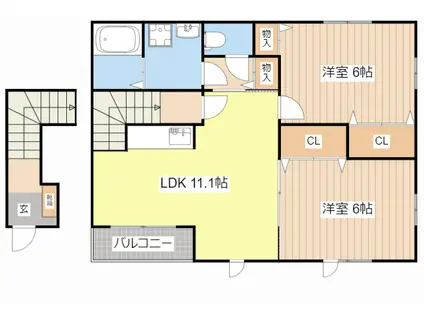 モン・マリーノIII(2LDK/2階)の間取り写真