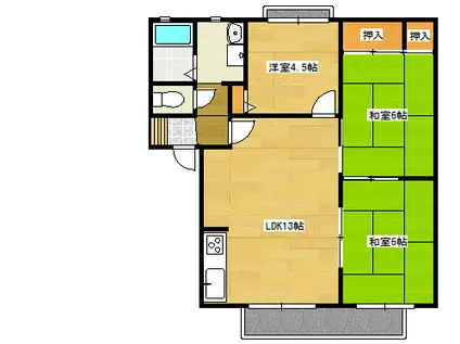 グリーンディアス A棟(3LDK/2階)の間取り写真