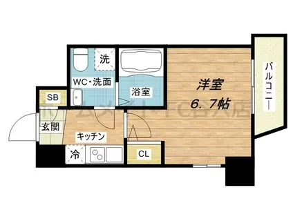 SERENITE本町REFLET(1K/4階)の間取り写真