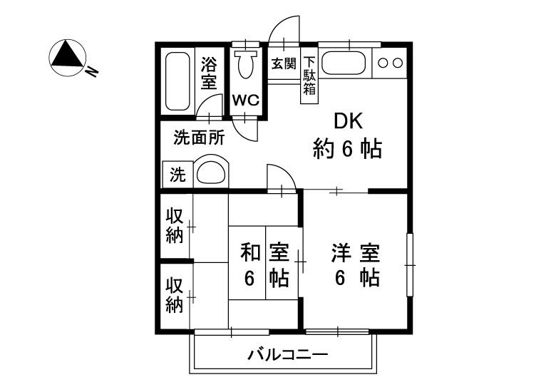 チェリーハイツ(2DK/1階)の間取り写真