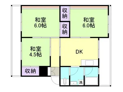 北島中央マンション(3DK/4階)の間取り写真