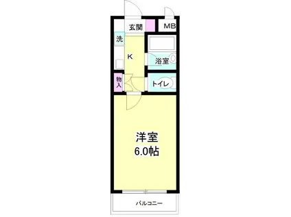 ベルトピア大和桜ヶ丘(1K/2階)の間取り写真