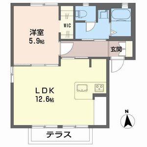 レジデンス城南C(1LDK/1階)の間取り写真