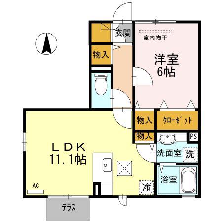 LUPINO横尾(1LDK/1階)の間取り写真