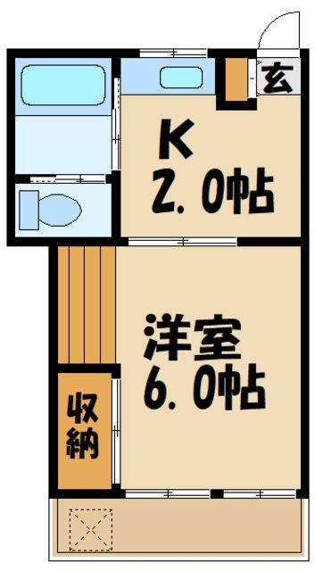 第一鶴巻荘(1K/1階)の間取り写真
